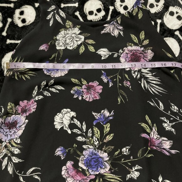 REITMANS Dark floral print spaghetti strap tank top ~ Boho XS SMALL black shirt - Picture 6 of 10